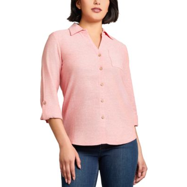 Jones New York Button Front Linen-Blend Tunic