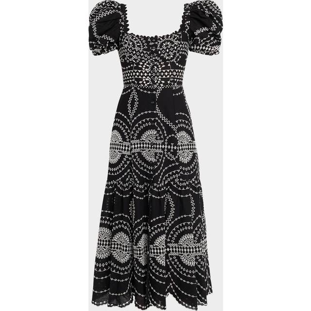 Kaysa Embroidered Midi Dress - BLACK - Large