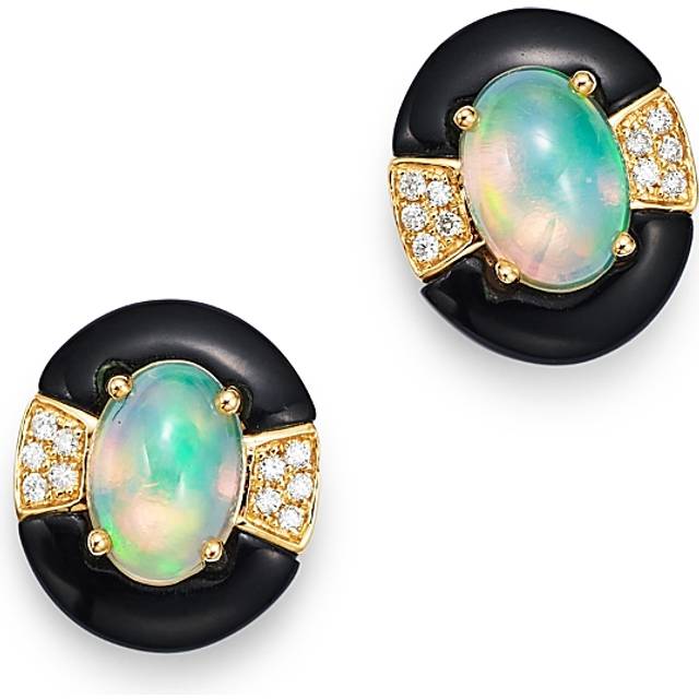 Bloomingdale's Fine Collection Opal, Black Onyx & Diamond Stud Earrings in 14K Yellow Gold - Exclusive