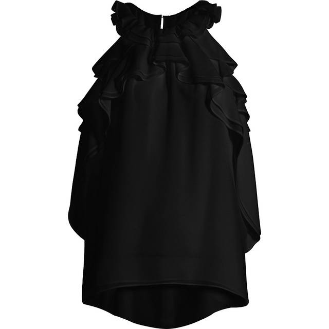 Bristol Ruffle Halter Blouse - BLACK - X-Large