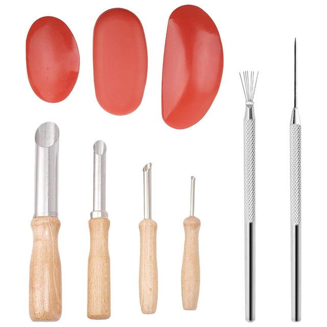 9PCS Clay Sculpting Tools Wooden Handle Pottery Carving Tool Kit Pottery Clay Trimming Tools