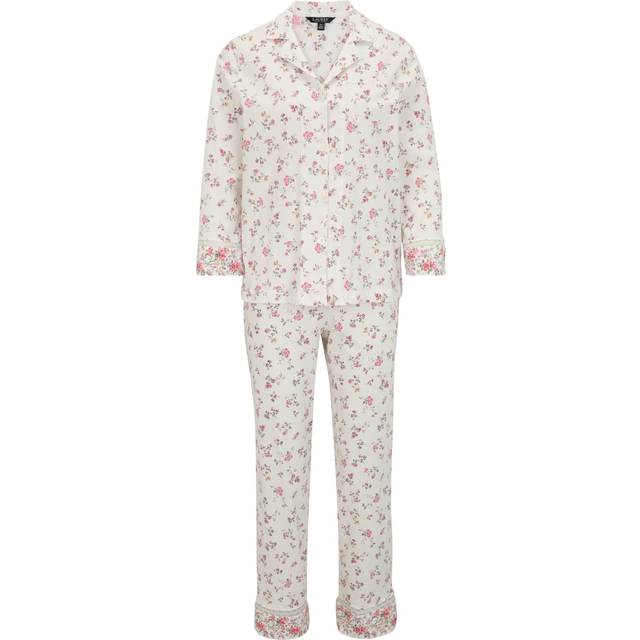 Floral Contrast-Cuff Pyjama Set - 299-IVORY FLORAL - Sophisticated silhouettes with everyday ease and fresh tailoring go hand-in-hand for Lauren. Retaining the excellence of design and quality that the iconic fashion house Ralph Lauren is known for, you can expect luxe fabrics combined with meticulous attention to detail.