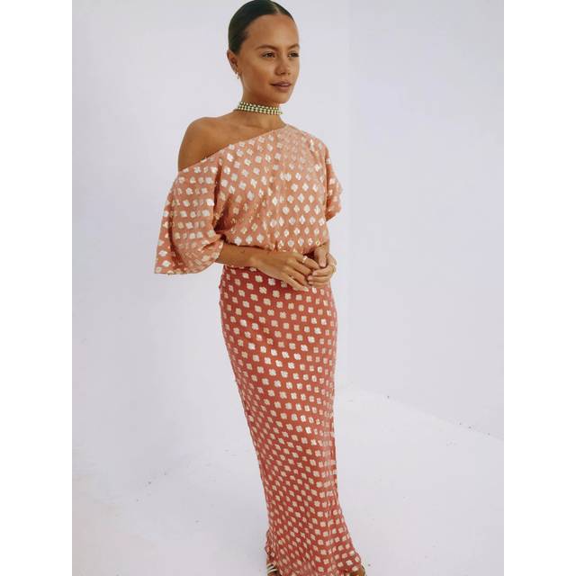 Never Fully Dressed Metallic Fleck Maxi Dress, Pink