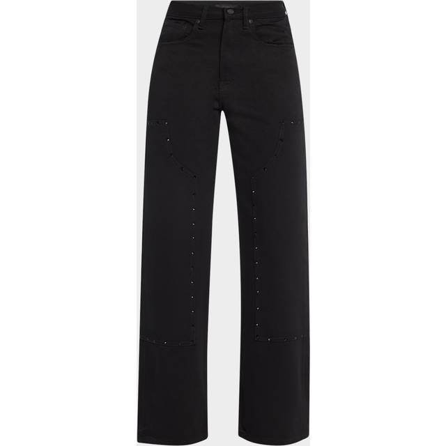 Embellished Wide-Leg Carpenter Jeans - BLACK - 27