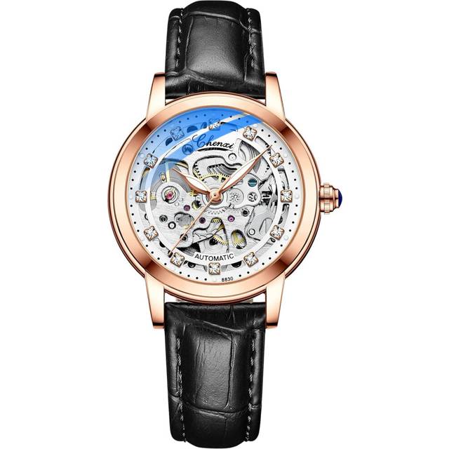 Automatic Hollowed Mechanical Women Waterproof Leather Watch