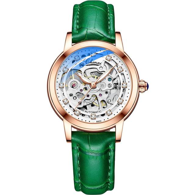 Automatic Hollowed Mechanical Women Waterproof Leather Watch