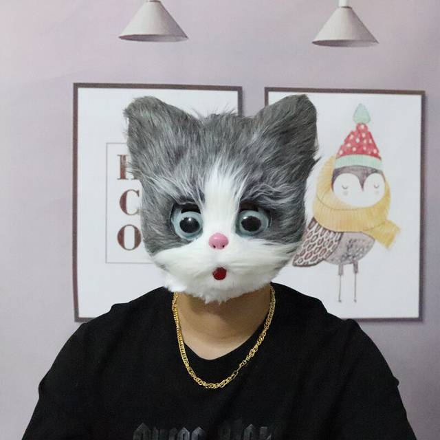 (Cat A) Creepy Teddy Bear Rabbit Bloody Mask Masquerade Horror Animal Half Face