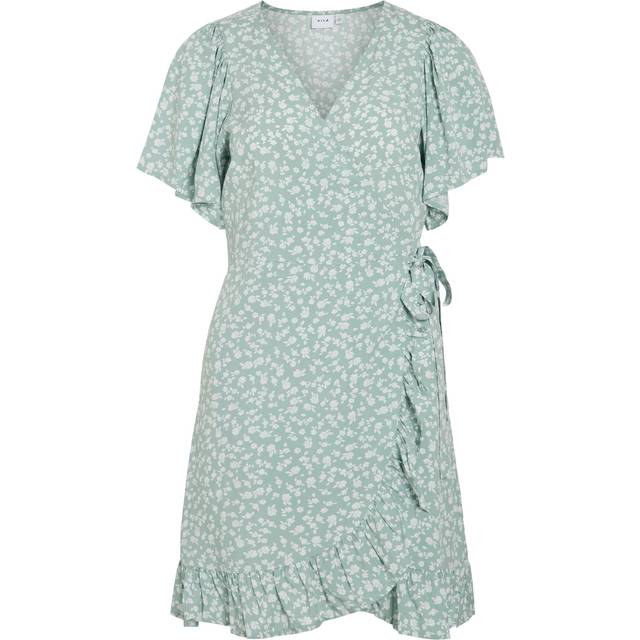 Vila - Omlottklänning viNoko S/S Wrap Dress /2 - Grön