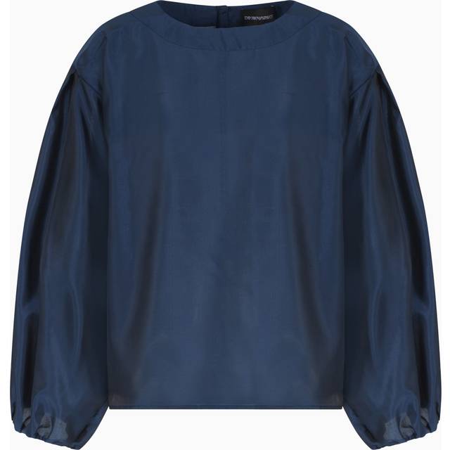 Emporio Armani, Blusar & Skjortor , Dam, M, Polyester, Blus med puffärmar och slits baktill - blue (M)