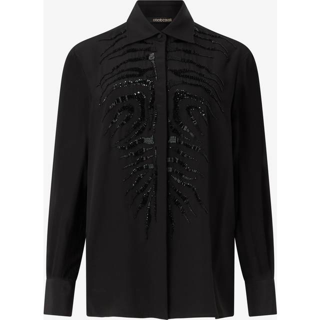 Tiger Beaded Silk Button-Down Shirt - NERO - 44 IT (8 US)