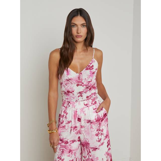 Jane Toile Spaghetti-Strap Tank Top - WHITEPINK SML PORCELAIN TOILE - Large