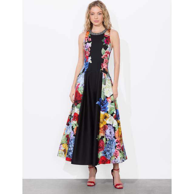 Adley Floral Drop-Waist Midi Dress - GARDEN BRUNCH BLACK - 0