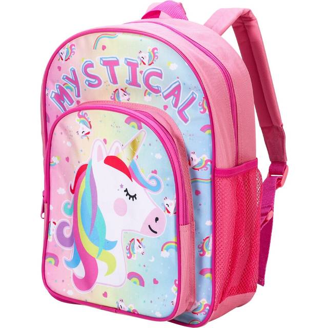 Unicorn Pink Kids Backpack Rucksack Bag with side mesh pocket