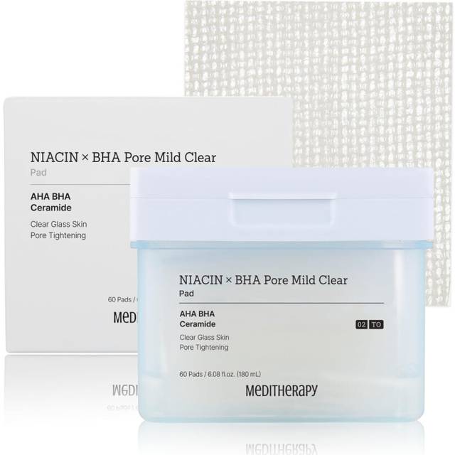 Niacin X BHA Pore Mild Clear Toner Pad - Korean Toner Pads for Face - Hydrating Face Toner for Pore Minimizer - Exfoliating Pore Care with Dual-Sided