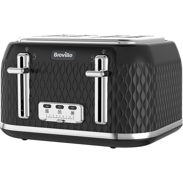 Breville curve 4 slice toaster with high lift & wide slots | black & chrome [vt