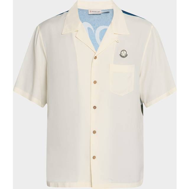 Moncler, Skjorta, Herr, L, Grafiskt Tryck Bowlingkrage Skjorta - white (L)