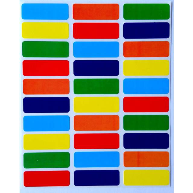 Colored Coding Labels rectangular 1.375 inch by 0.5 Inch - Assorted colors coding 6 Colors-Blue  Purple  Green  Orange  Red and Yellow multi Pack Clas