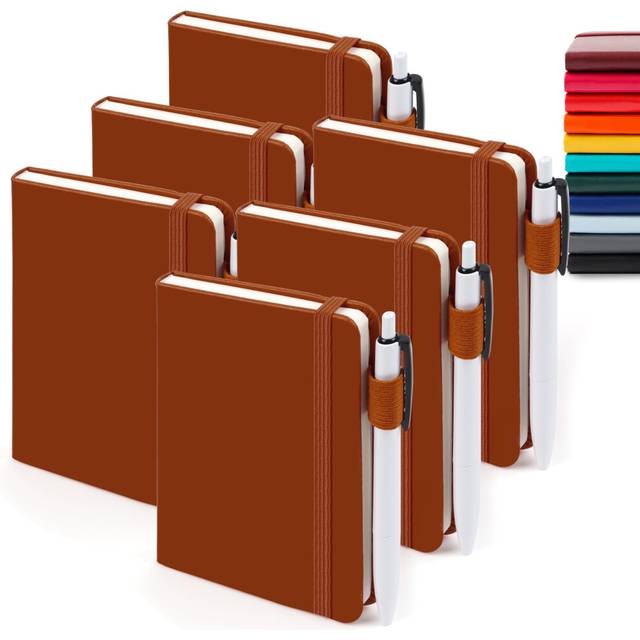 feela 6 Pack Pocket Mini Notebooks Bulk  Small Cute Memo Notepads Hardcover College Ruled Lined Journals with Pen Holder for School Business Work  wit