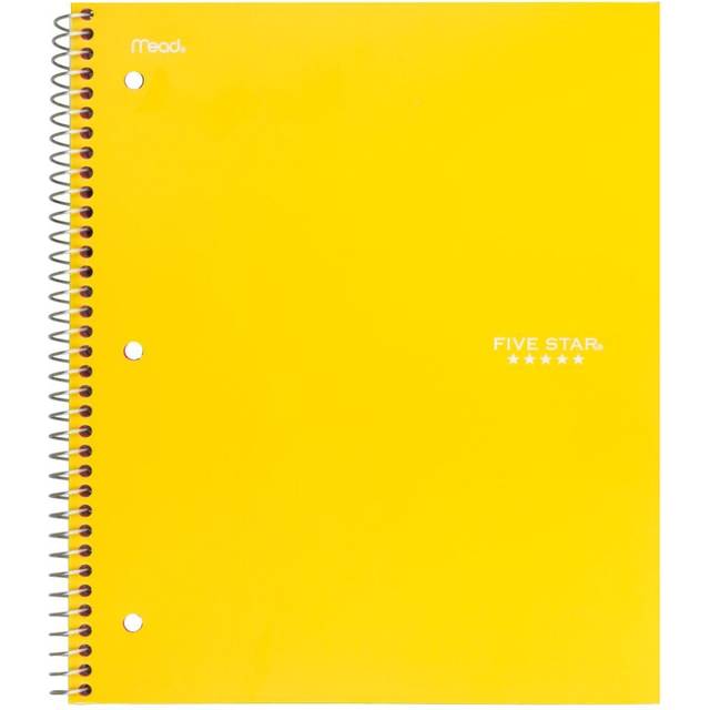 Five Star Spiral Notebook  3 Subject  Wide Ruled Paper  150 Sheets  10-1/2 x 8 Sheet Size  Color Selected For You  1 Count 05244