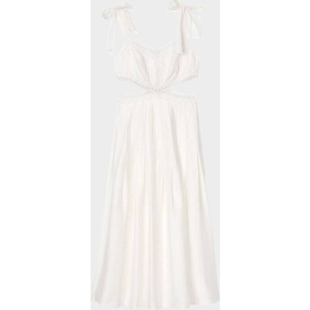 Robe longue à galons de dentelle - blanc - 42