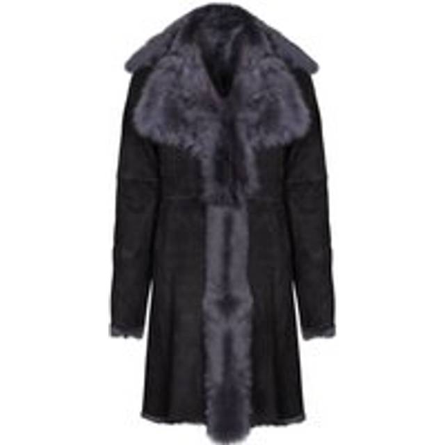 Womens Toscana Sheepskin Suede Trench Coat-Rochester - Grey - 18