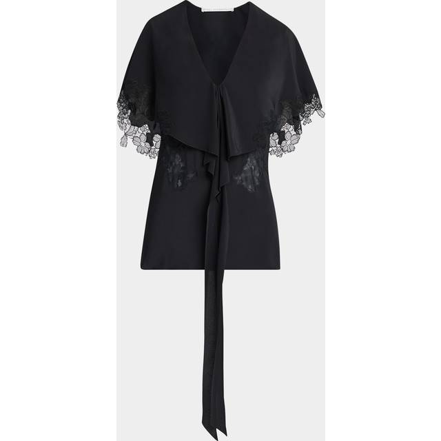 Lace Cape Silk Blouse - BLACK - 40 IT (4 US)