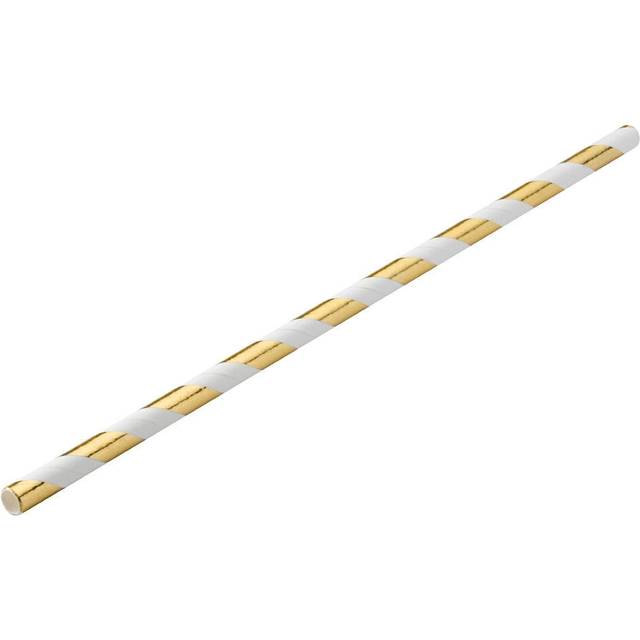 Paper Gold Stripe Straw Biodegradable Straws 8 (20cm) Box Of 250 Pack Of 24