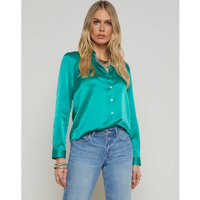 Tyler Long-Sleeve Blouse - BRIGHT JADE - X-Small