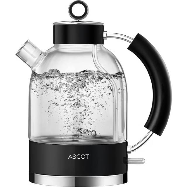 ASCOT Electric Kettle, Glass Electric Tea Kettle, Gift for Man/Women/Family, 1.5L Borosilicate Glass Tea Heater & Hot Water Boiler, Auto Shut-Off