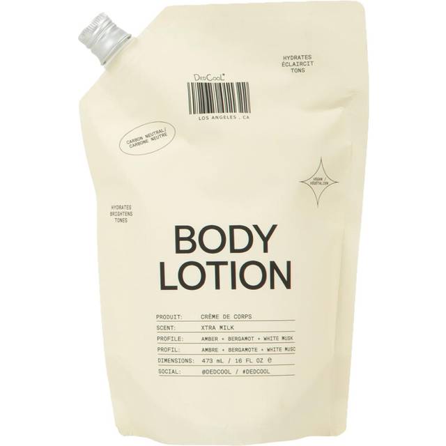 DedCool Xtra Milk Body Lotion Refill - Lightweight  Deeply Hydrating Formula with Ceramides  Snow Mushroom  and Meadowfoam Oil | Non-Toxic  Vegan  Car