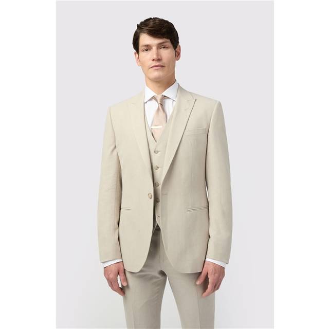 Alexandre Tailored Fit Stone Linen Beige Men's Suit Jacket - 42R