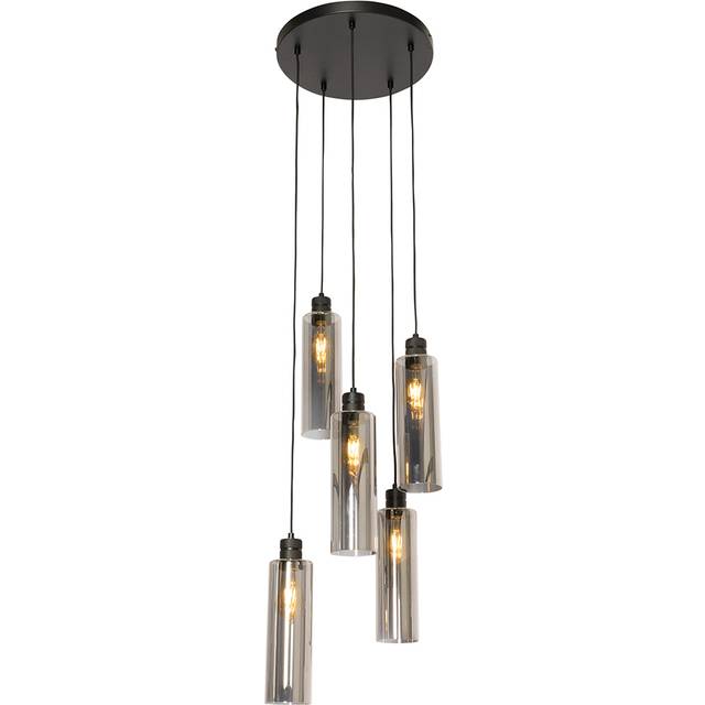 Smart Pendant Lamp Black with Smoke Glass 5-Lights Incl. WiFi A60 - Stavelot