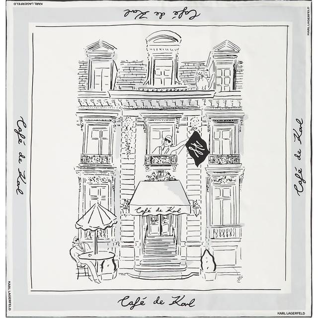 Karl Lagerfeld, Kl X Jorge Parra Small Silk Scarf, Woman, Cannoli Cream, Size: One size