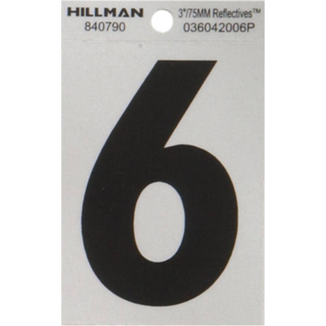 "Hillman 840790 3"""""""" Black and Silver Reflective Poly-Film Adhesive Number 6"