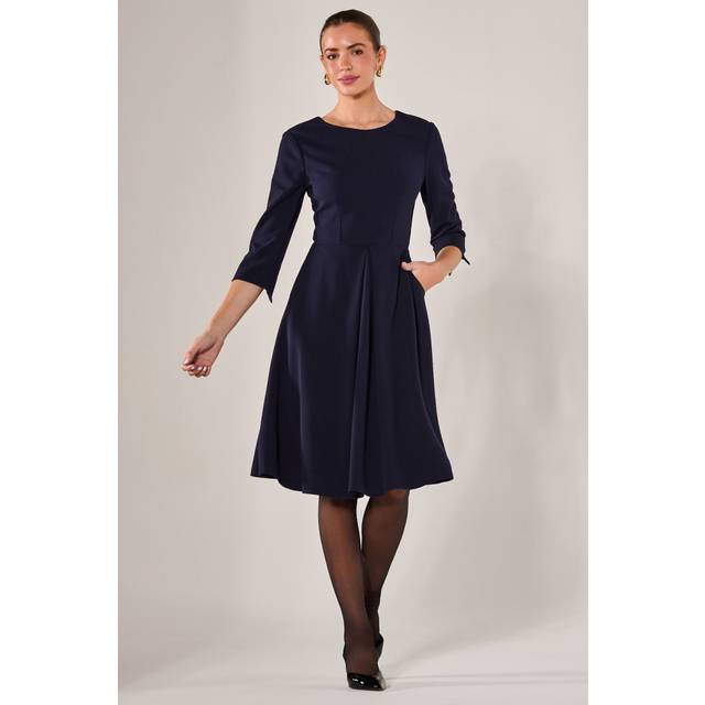 Jolie Moi Three Quarter Sleeve Midi Dress, Navy