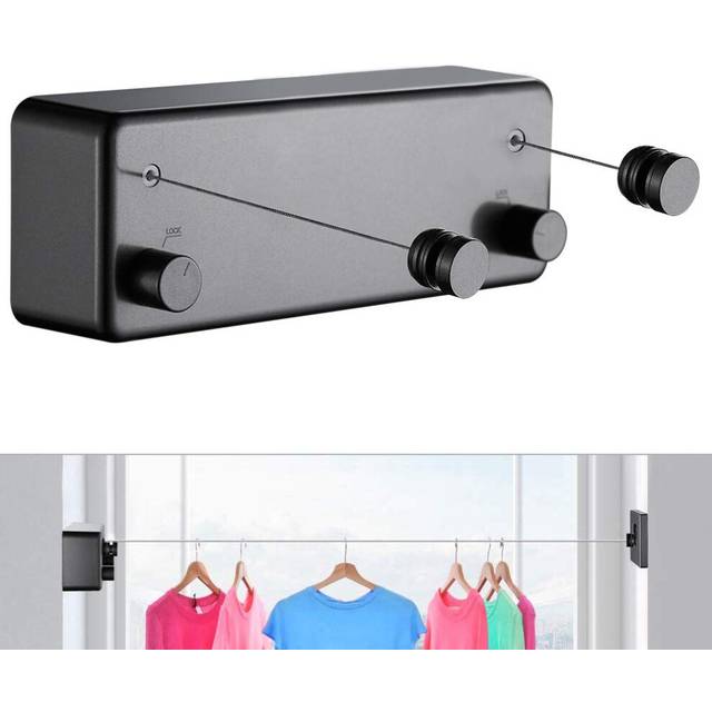 JOOM Retractable Clothesline Indoor Outdoor Clothing Rope washing line Heavy Duty Stainless Steel Line Wall Mounted Laundry line for Bathroom Hotel