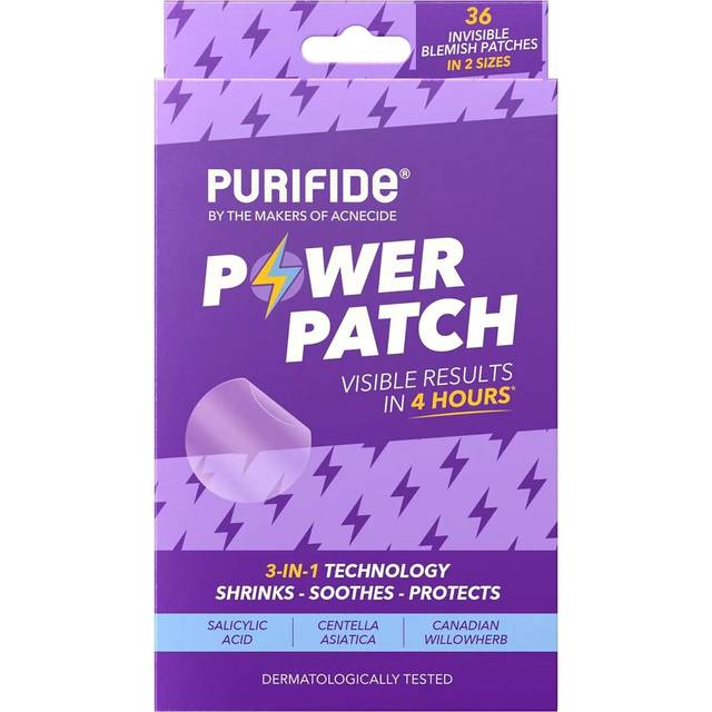 Purifide by acnecide 3-in-1 power patch, salicylic acid pimple patches for 4 ho