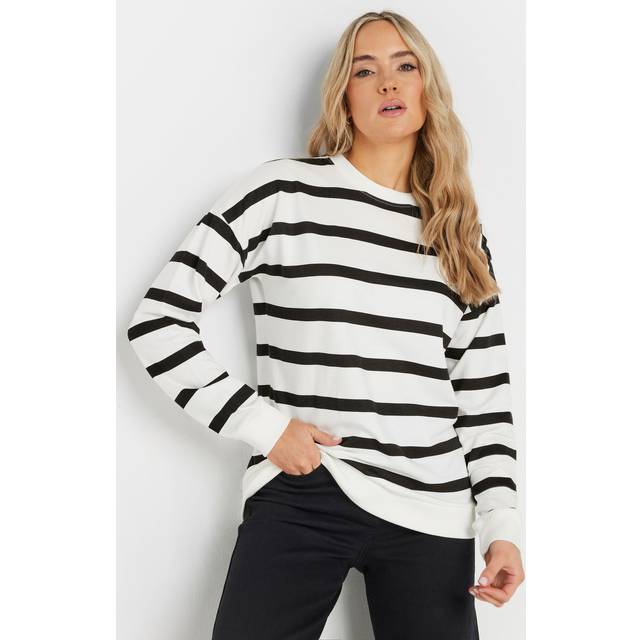 Lts Tall Ivory White Striped Button Sweatshirt 14 Lts | Tall Women's Hoodies & Sweatshirts
