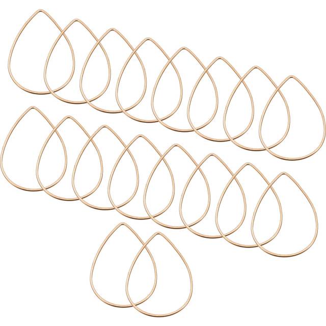 Beading hoop earrings, 60pcs drop shape beading findings(32x22mm, rose gold)