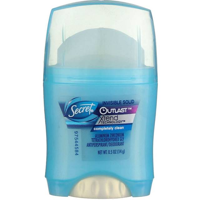 Secret Invisible Solid Outlast Antiperspirant Deodorant Completely Clean 0.5 Oz Travel Size (Pack of 3)
