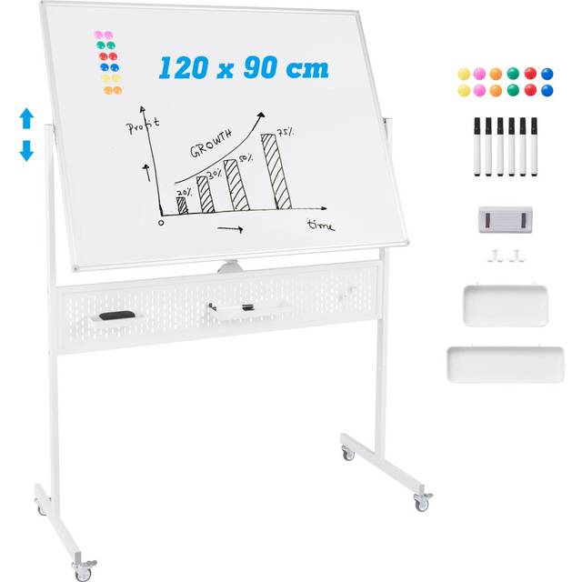 Mobile Whiteboard 120 x 90 CM Double-Sided Dry Erase Board-White