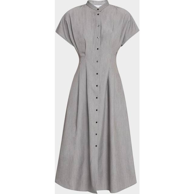 Fit-&-Flare Cotton Button-Front Midi Dress - Modern Fit - Black/White