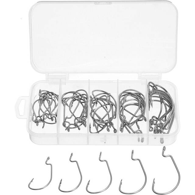 (Black) 50PCS Three-color Fishing Hooks Light Portable Fishing Hooks with Storage Box