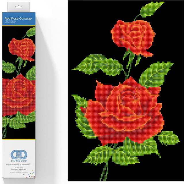 DIAMOND DOTZ Red Rose Corsage Diamond Painting Kits for Adults - Diamond Art Kits a Relaxing Creative Craft Kit with Dotz Gems 16.5x10.6