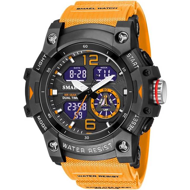 men Large Dial Digital Sport LED Backlight Waterproof Wristwatch