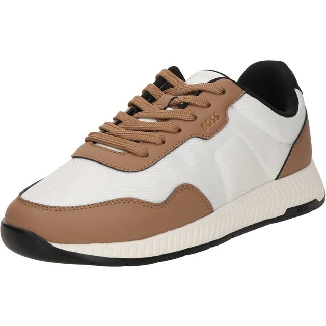 BOSS for man. 50536481 Trainers Titanium Runn nypuN white, brown (41), Flat, Laces, Casual, Sustainable