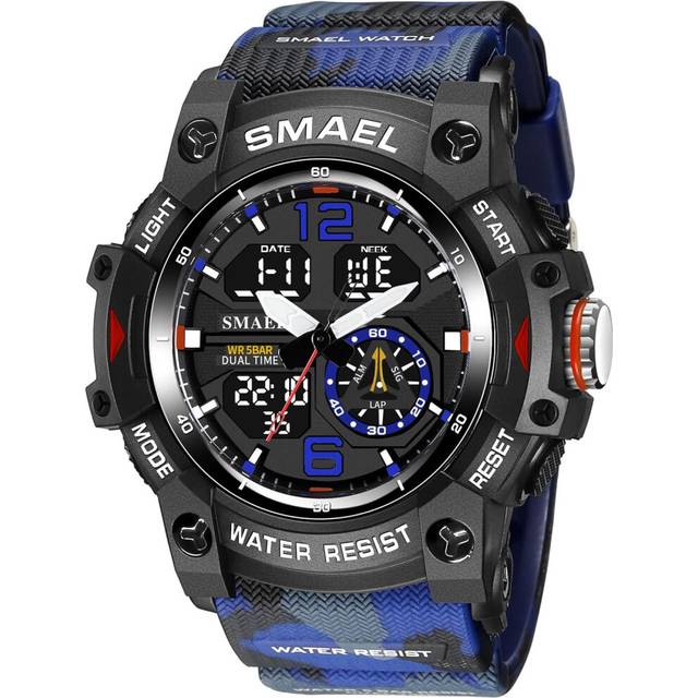 men Large Dial Digital Sport LED Backlight Waterproof Wristwatch