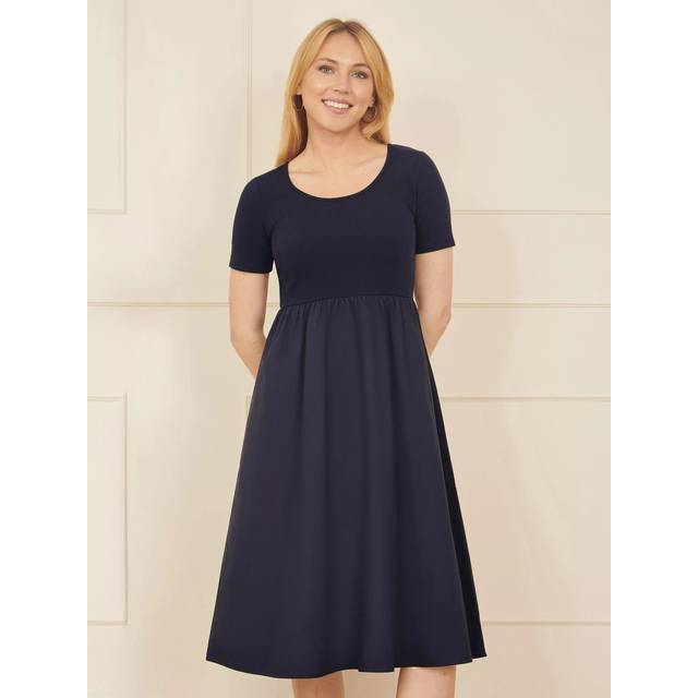 Yumi Navy Jersey Top and Cotton Midi Dress - Size 14 UK - Yumi