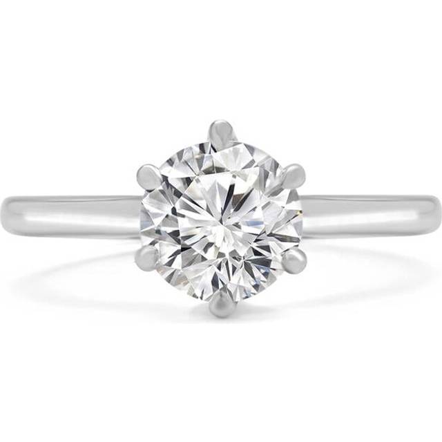 Majesty Diamonds MD240164-P 0.75 CT Round Lab Created Diamond 6-Prong Solitaire Engagement Ring in 14K White Gold - Size 4 to 9