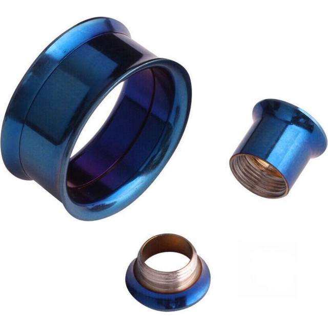 (blue, 20mm) 2x 316l Steel Body Piercing Jewelry Double Flares Screw Ear Expander Flesh Tunnel Plugs Ear Gauges